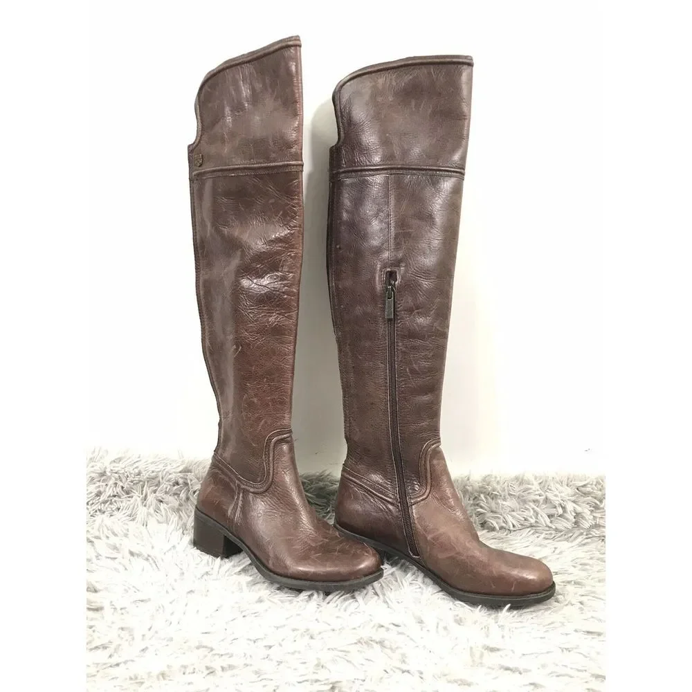 VINCE CAMUTO BALDWIN brown leather over‎ knee high boots sz 5.5 $248